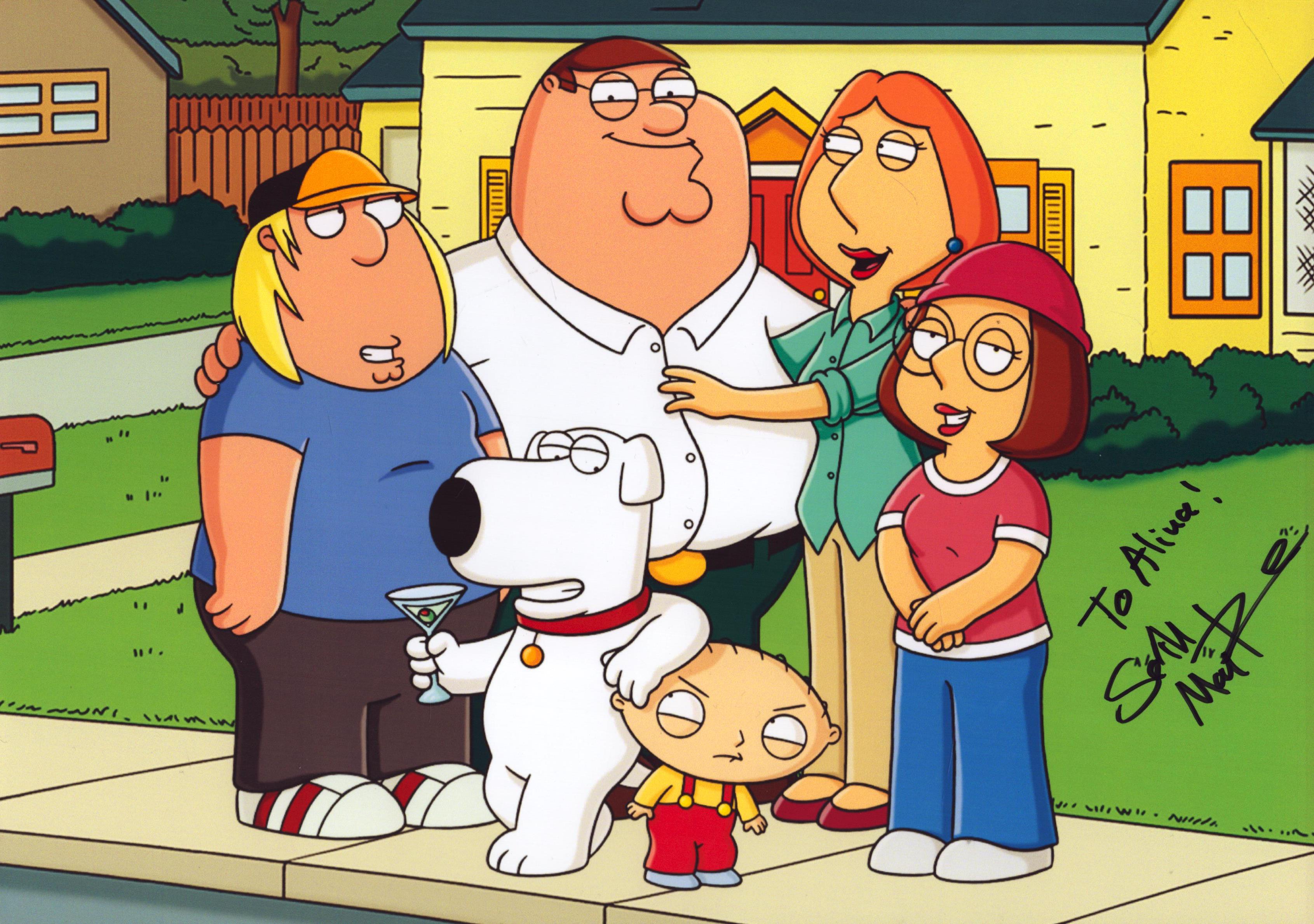 Seth MacFarlane, American actor, animator and writer signed 11x8 inch 'Family Guy' photo. He is well