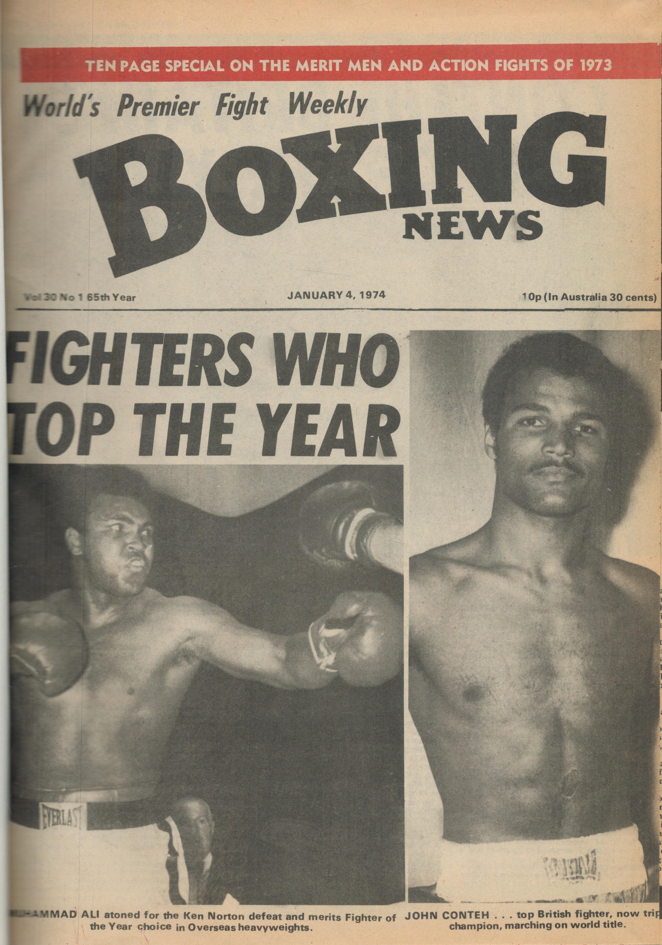 Boxing News 1974 G.H. Mills Hardback book. January 4th, 1974, to December 13th, 1974. Good - Bild 2 aus 2