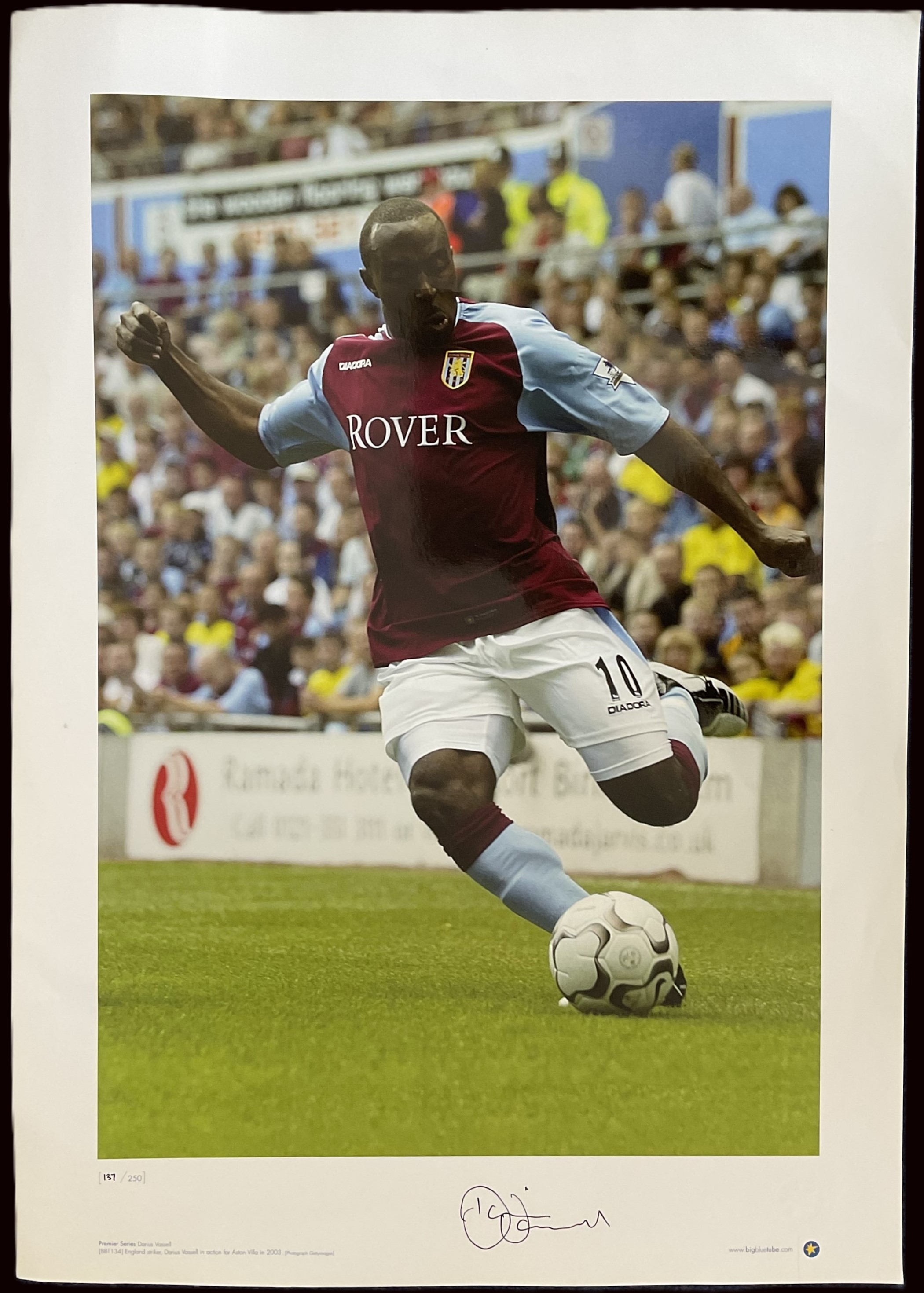 Darius Vassell Signed 23 x 16-inch approx print. Limited edition 137 of 250. signed In black ink.