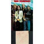 BAD COMPANY Rock Supergroup signed vintage Page by Mick Ralphs and Boz Burrell 1946-2006 with Photo.