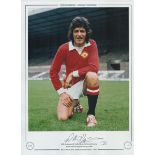 Autographed WILLIE MORGAN 16 x 12 Limited Edition : Col, depicting Man United winger WILLIE MORGAN