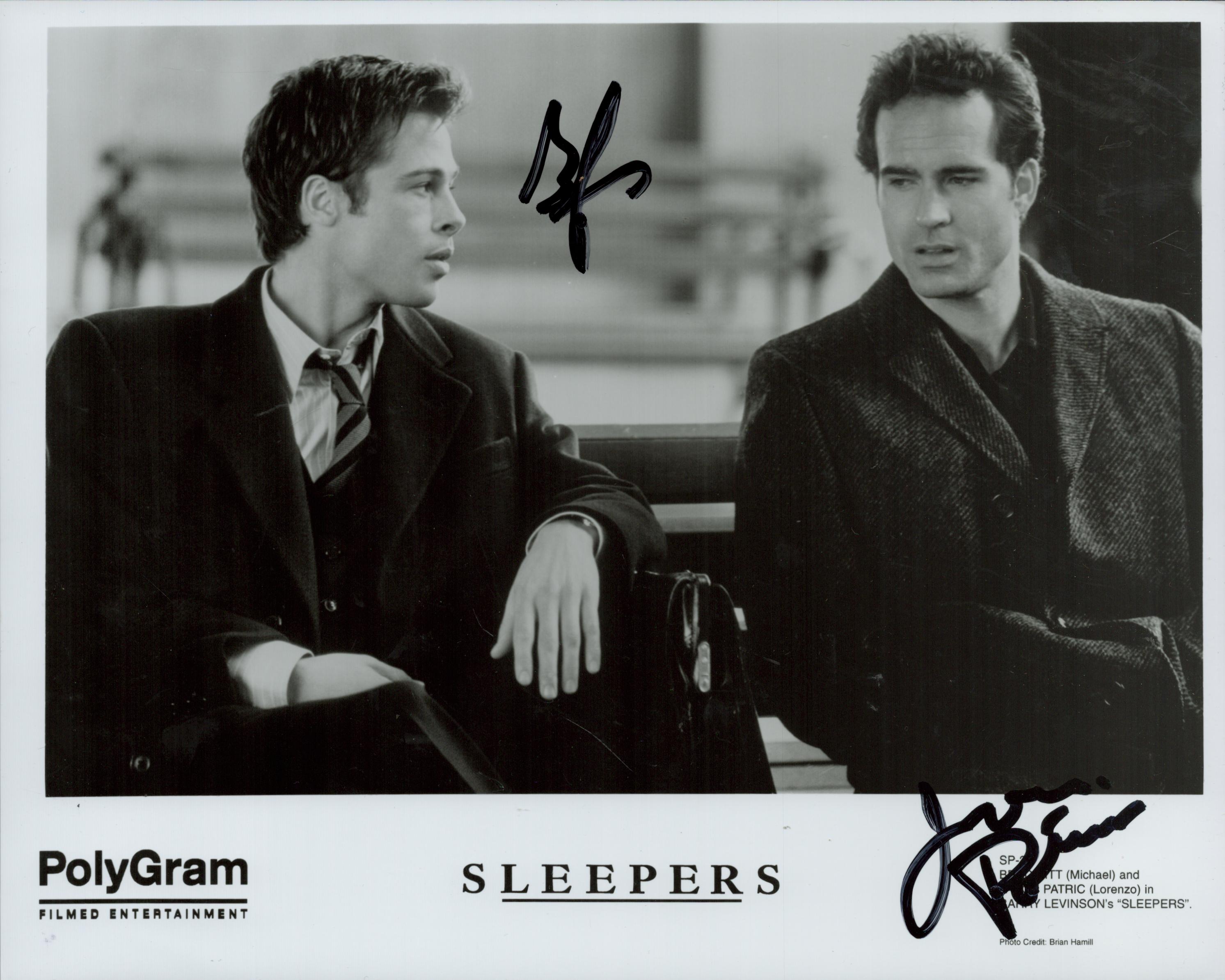 Multi signed Brad Pitt and Jason Patric Black and White Still Movie Photo 10x8 Inch. 'Sleepers is