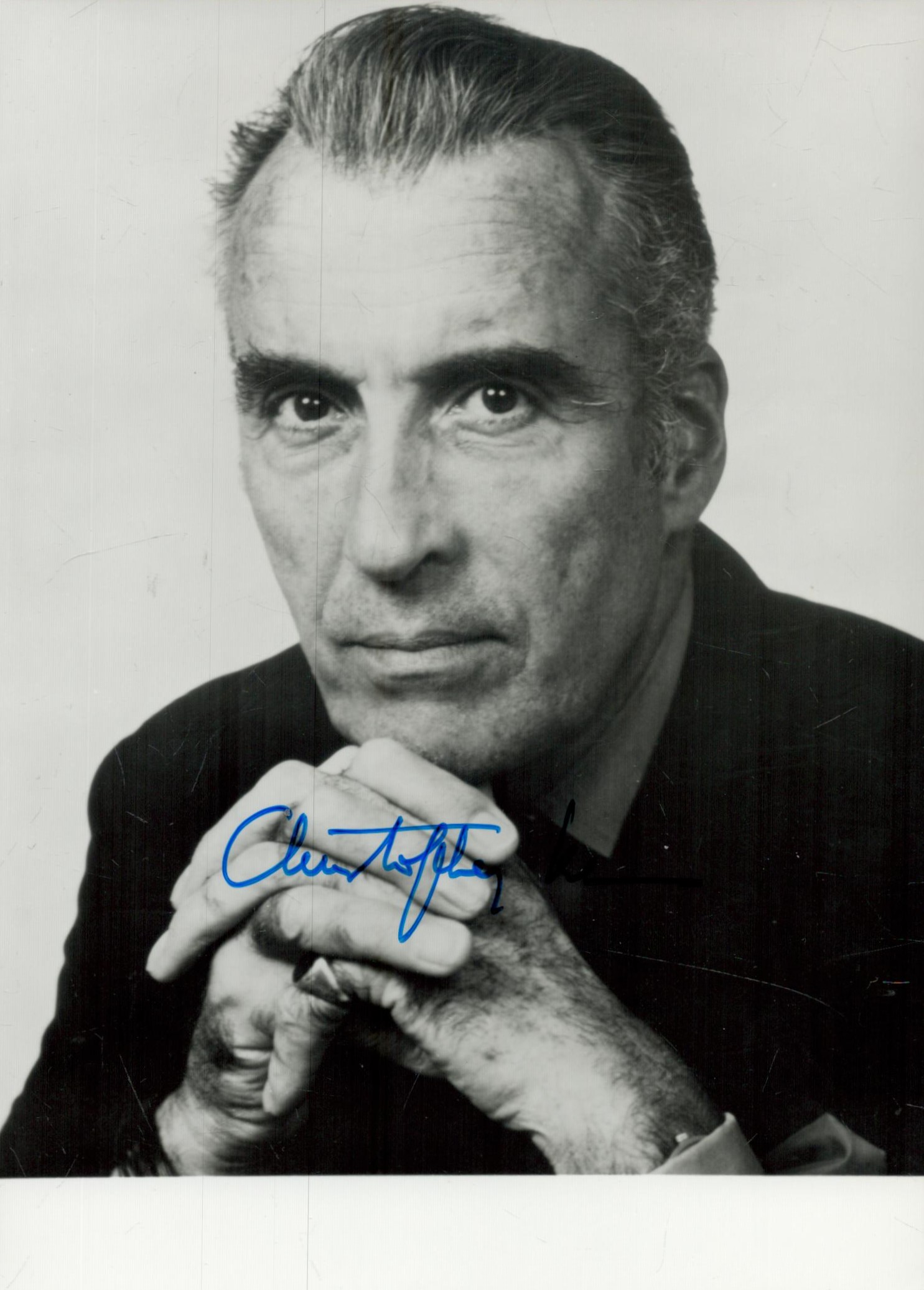 Christopher Lee signed 7x5 inch black and white photo. Good Condition. All autographs come with a