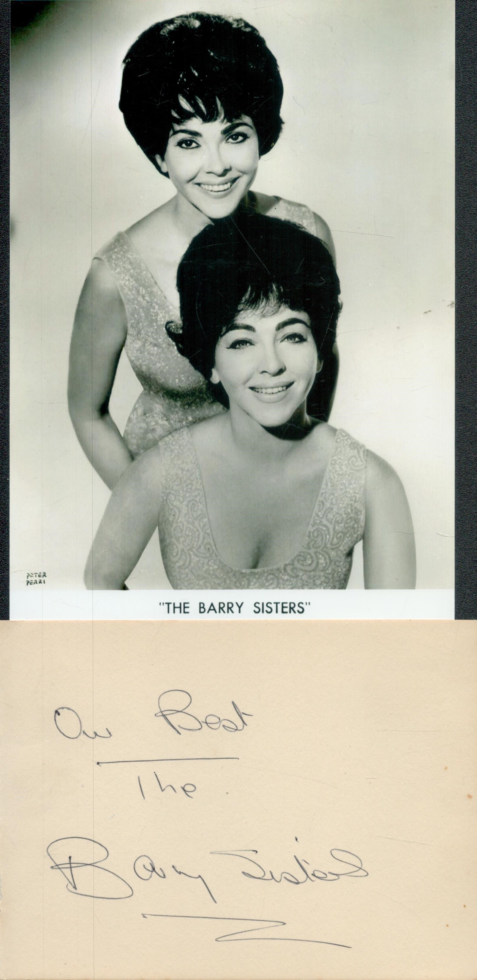 THE BARRY SISTERS Jazz Singers signed vintage Album Page with Photo. Good Condition. All