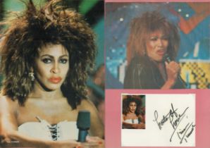 Tina Turner signed 6x4 inch card with three unsigned photos. Good Condition. All autographs come