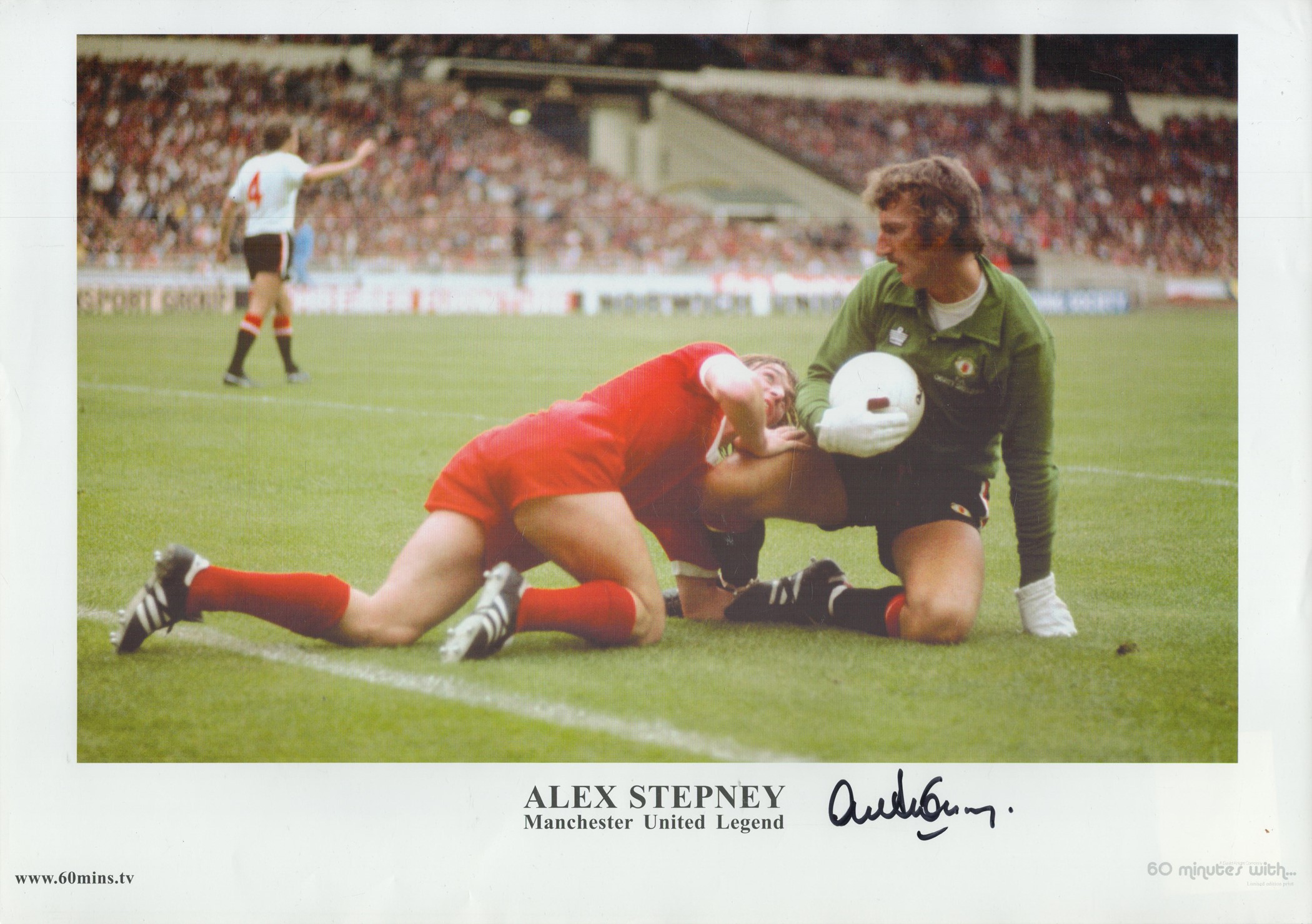 Football. Alex Stepney Signed 16 x 12-inch colour print. Signed in black ink. Good Condition. All