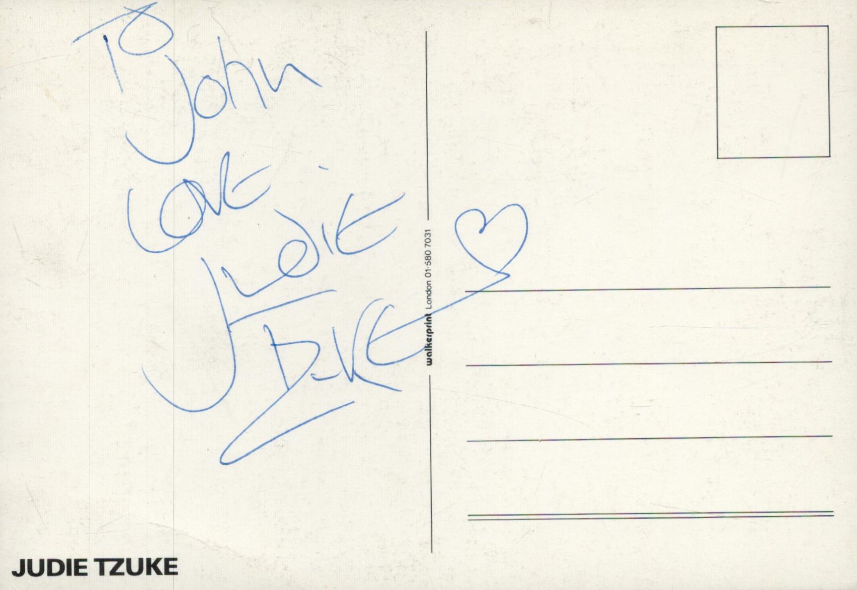 JUDIE TZUKE English Singer signed back of Promo Photocard £4-6. Good Condition. All autographs