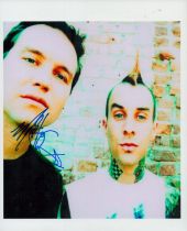Travis Barker and Mark Hoppus signed 10x8 inch colour photo. Good Condition. All autographs come