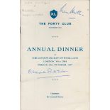 Len Hutton and Michael Parkinson signed dinner menu from 1987. Good Condition. All autographs come