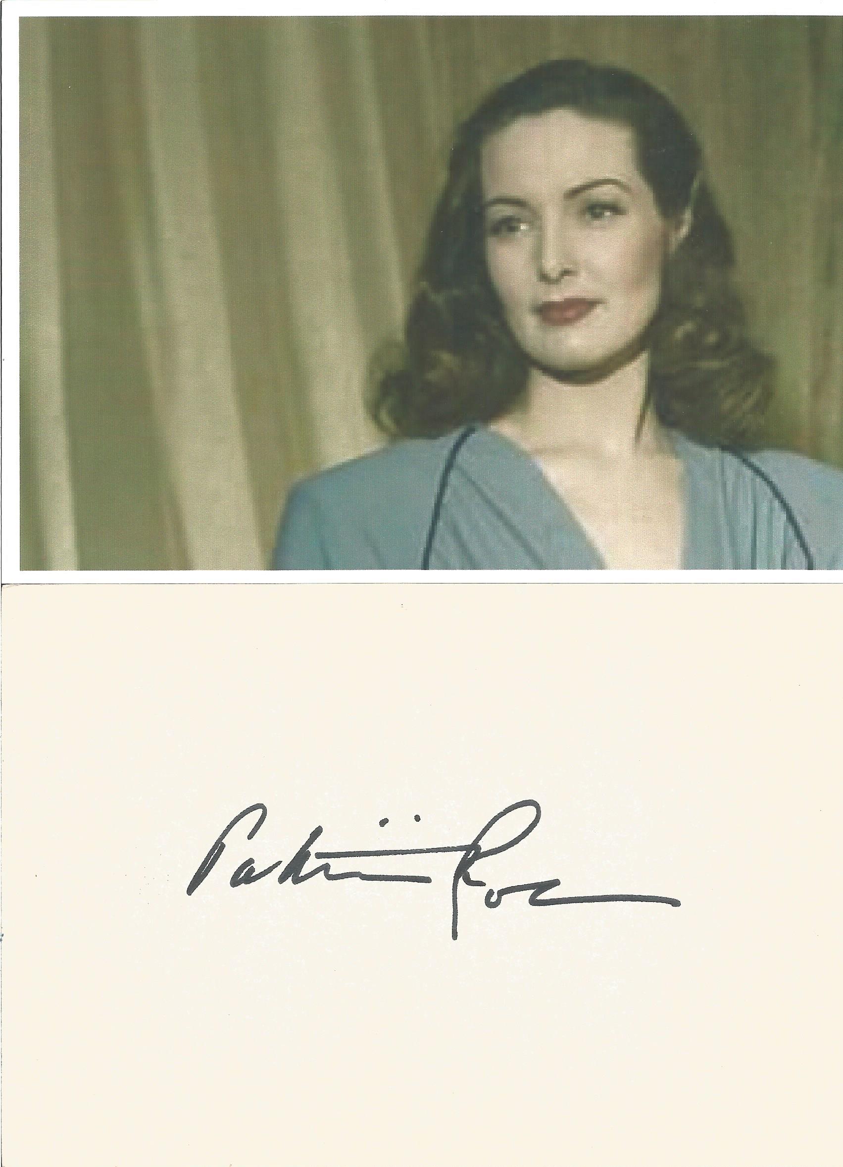 Patricia Roc signed 6x4 inch white card and 6x4inch vintage colour photo. Good Condition. All