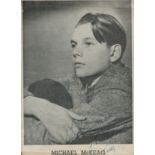 Michael McKeag signed Vintage Black and White Newspaper cut out 5.5x4 Inch. Good Condition. All