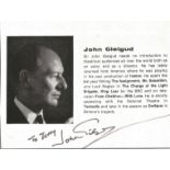 Sir John Gielgud signed 5x4 inch magazine page cutting. Good Condition. All autographs come with a