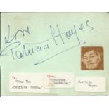 Patricia Hayes signed 6x4 inch album page includes Angela Richards signature on reverse. Good