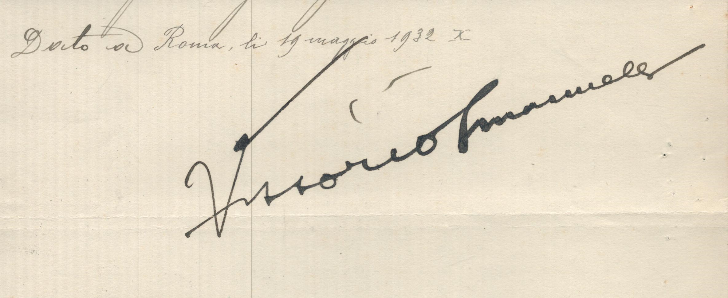 Victor Emmanuel III signature on vintage paper 8x3.5 inch in size. Good Condition. All autographs