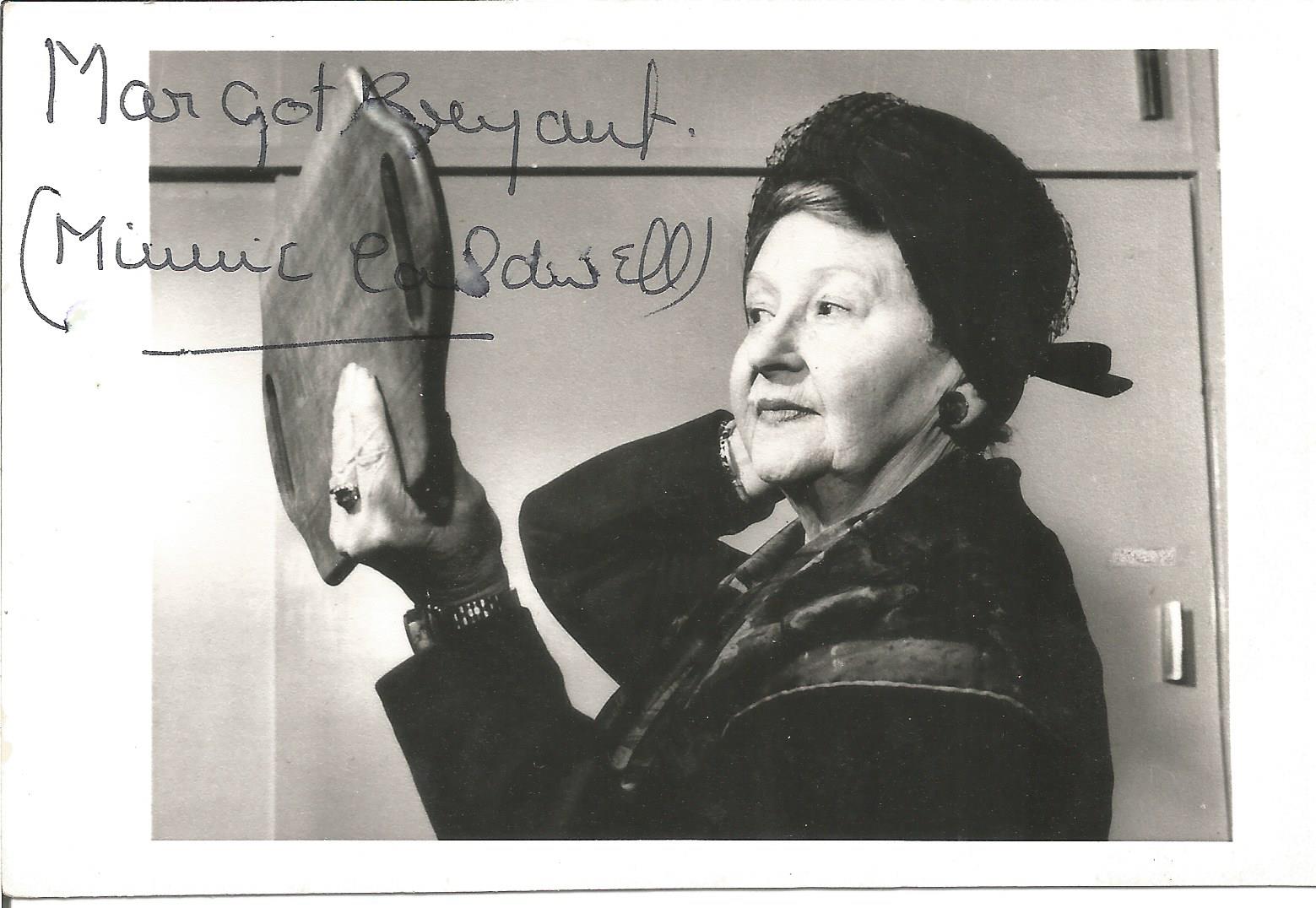 Margot Bryant signed Minnie Caldwell Coronation Street vintage 6x4 inch black and white photo.
