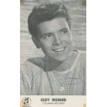 Cliff Richard signed 6x4 inch Columbia black and white promo photo. Good Condition. All autographs