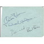 Richard Burton, Claire Bloom and Michael Horden signed 4x3 inch album page. Good Condition. All