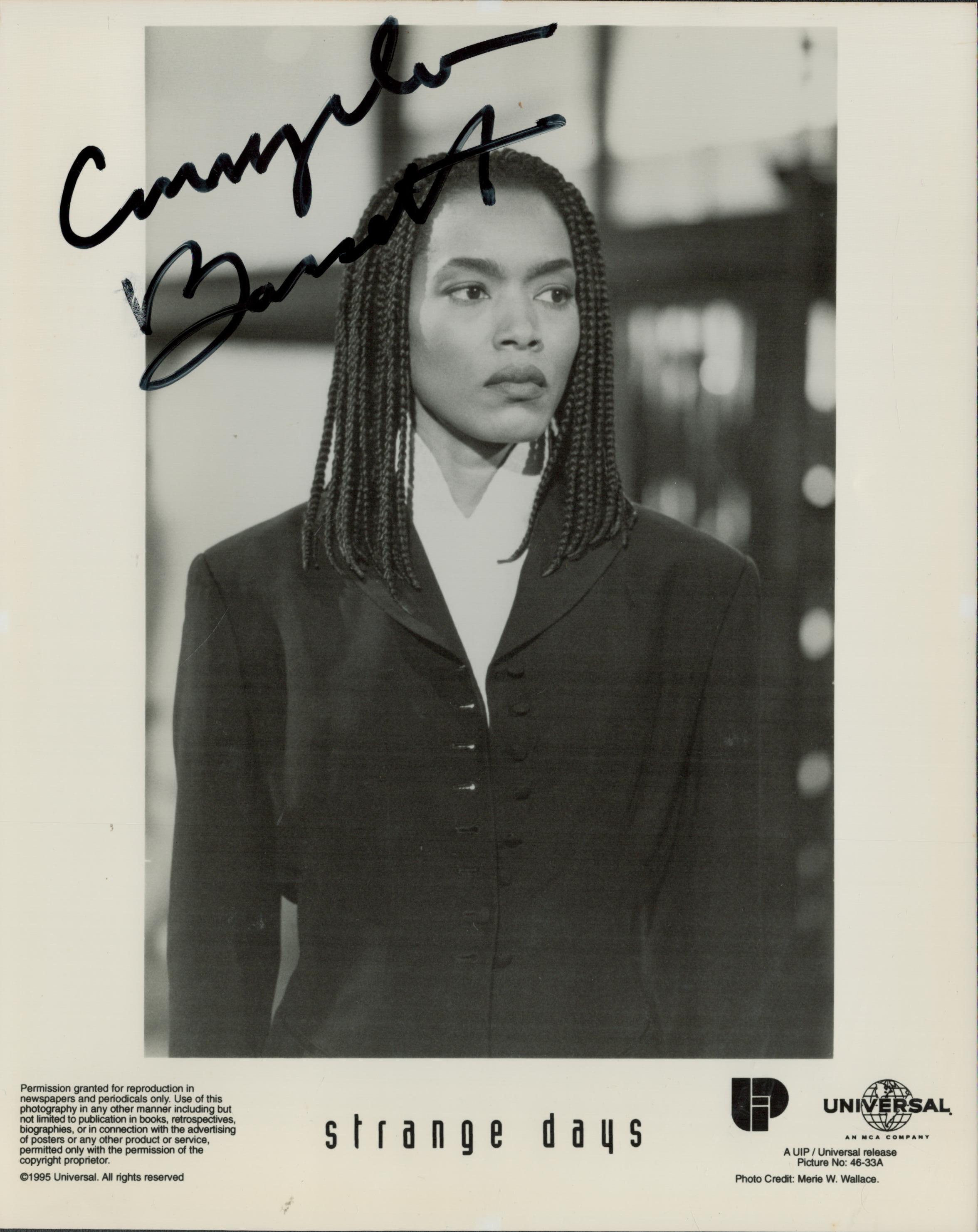 Angela Bassett signed Black and White Still movie Photo 10x8 Inch. 'Strange Days is a 1995