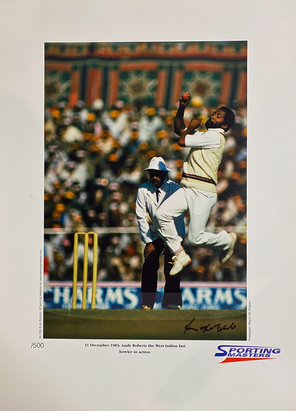 Andy Roberts signed limited edition print with signing photo The West Indies' legendary fast bowlers