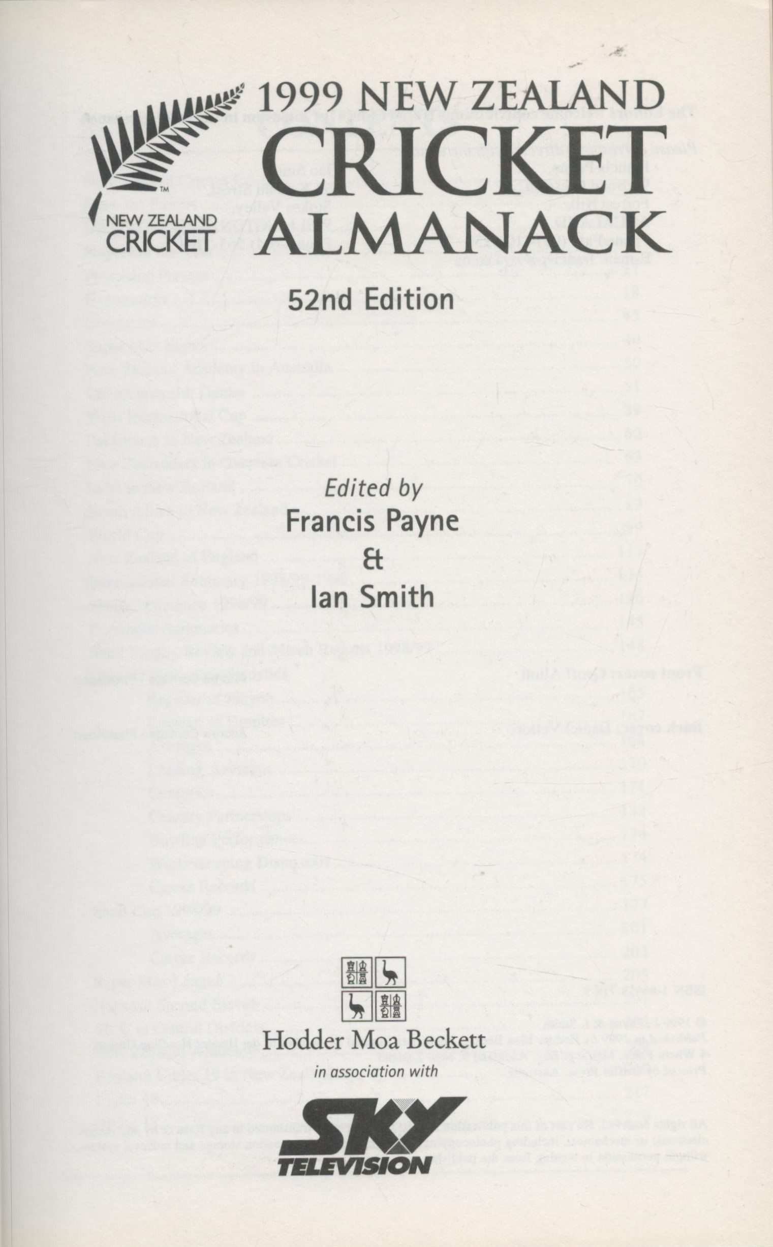 1999 New Zealand Cricket Almanack paperback book, edited by Francis Payne and Ian Smith. 471 - Image 2 of 3
