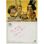 Tony Benn MP signed Caricature Colour Post Card signature on reverse 6x4 Inch. Dedicated. Good