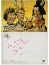 Tony Benn MP signed Caricature Colour Post Card signature on reverse 6x4 Inch. Dedicated. Good