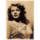 Rita Hayworth signed 7x5 inch vintage sepia photo. Good Condition. All autographs come with a