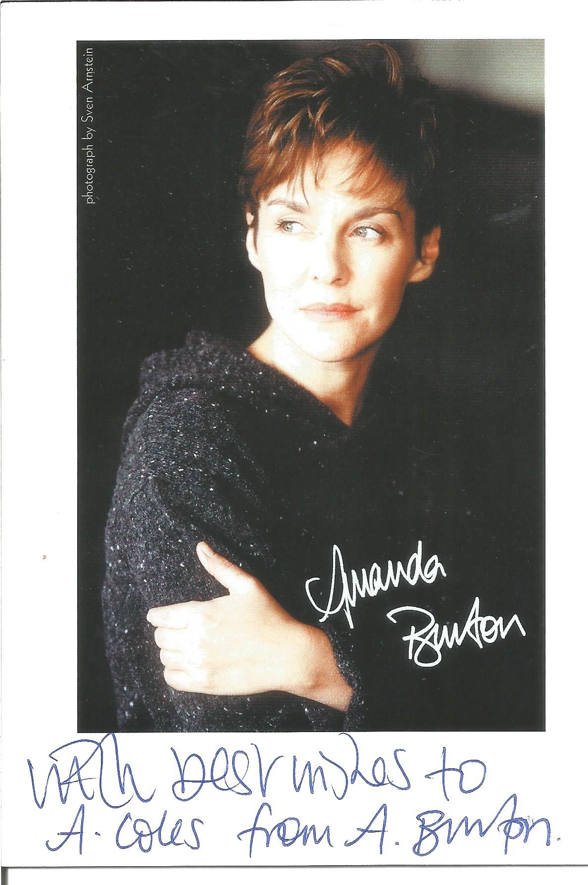 Amanda Burton signed 6x4 inch colour promo photo dedicated. Good Condition. All autographs come with