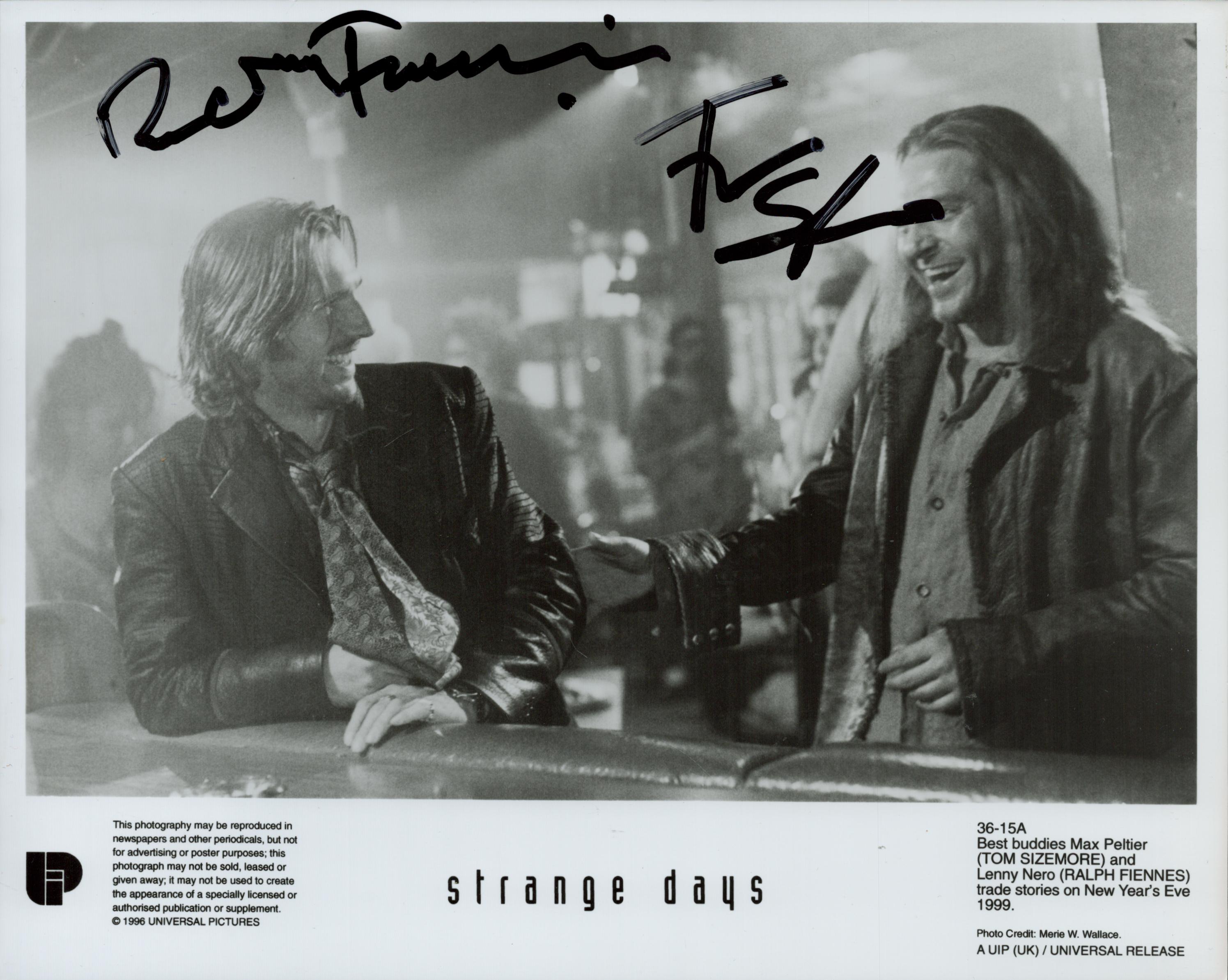 Multi signed Ralph Fiennes and Tom Sizemore Black and White Still Movie Photo 10x8 Inch. 'Strange