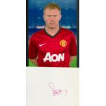 PAUL SCHOLES signed card with Manchester United Photo . Good Condition. All autographs come with a