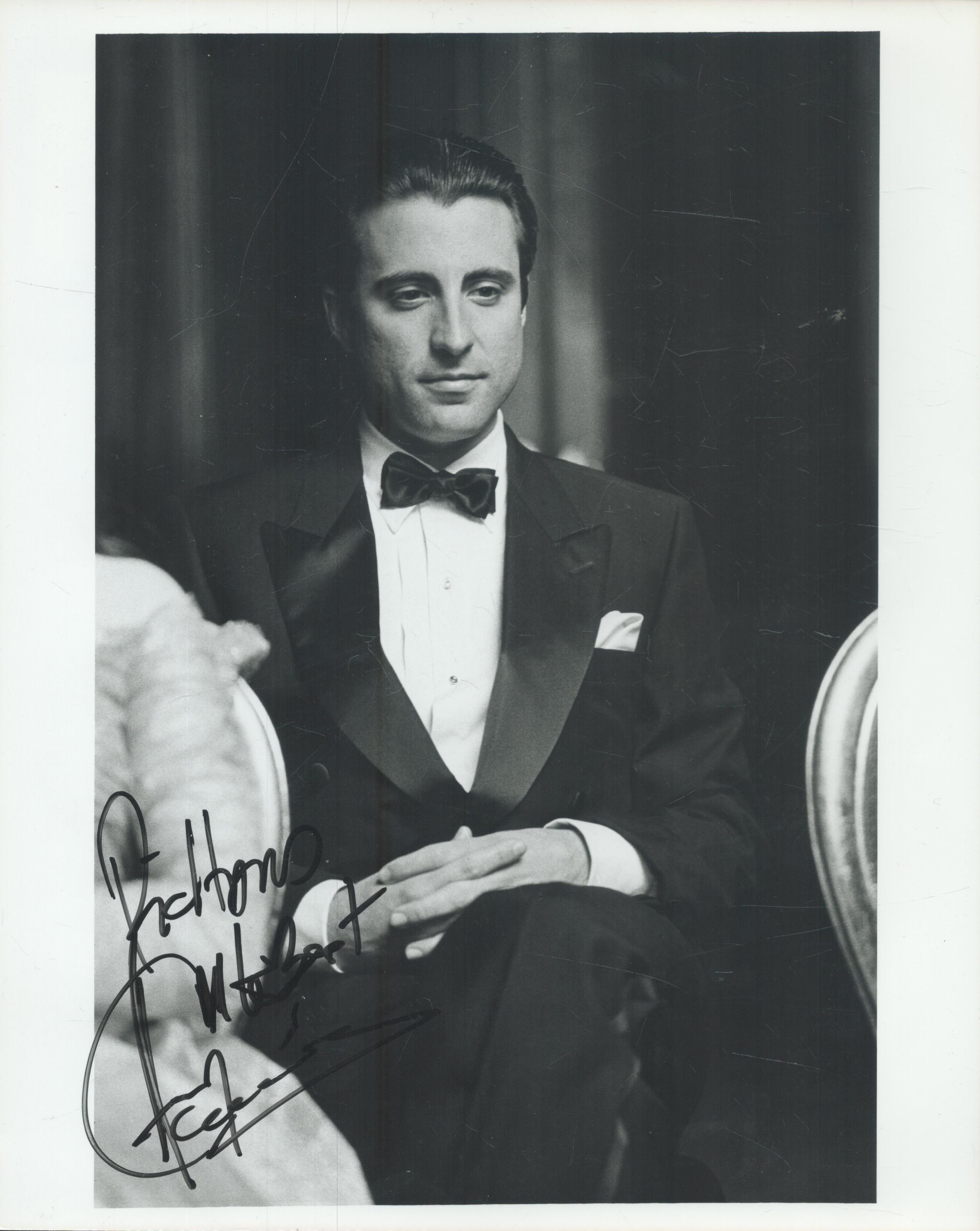 Andy Garcia signed 10x8 inch black and white photo dedicated. Good Condition. All autographs come