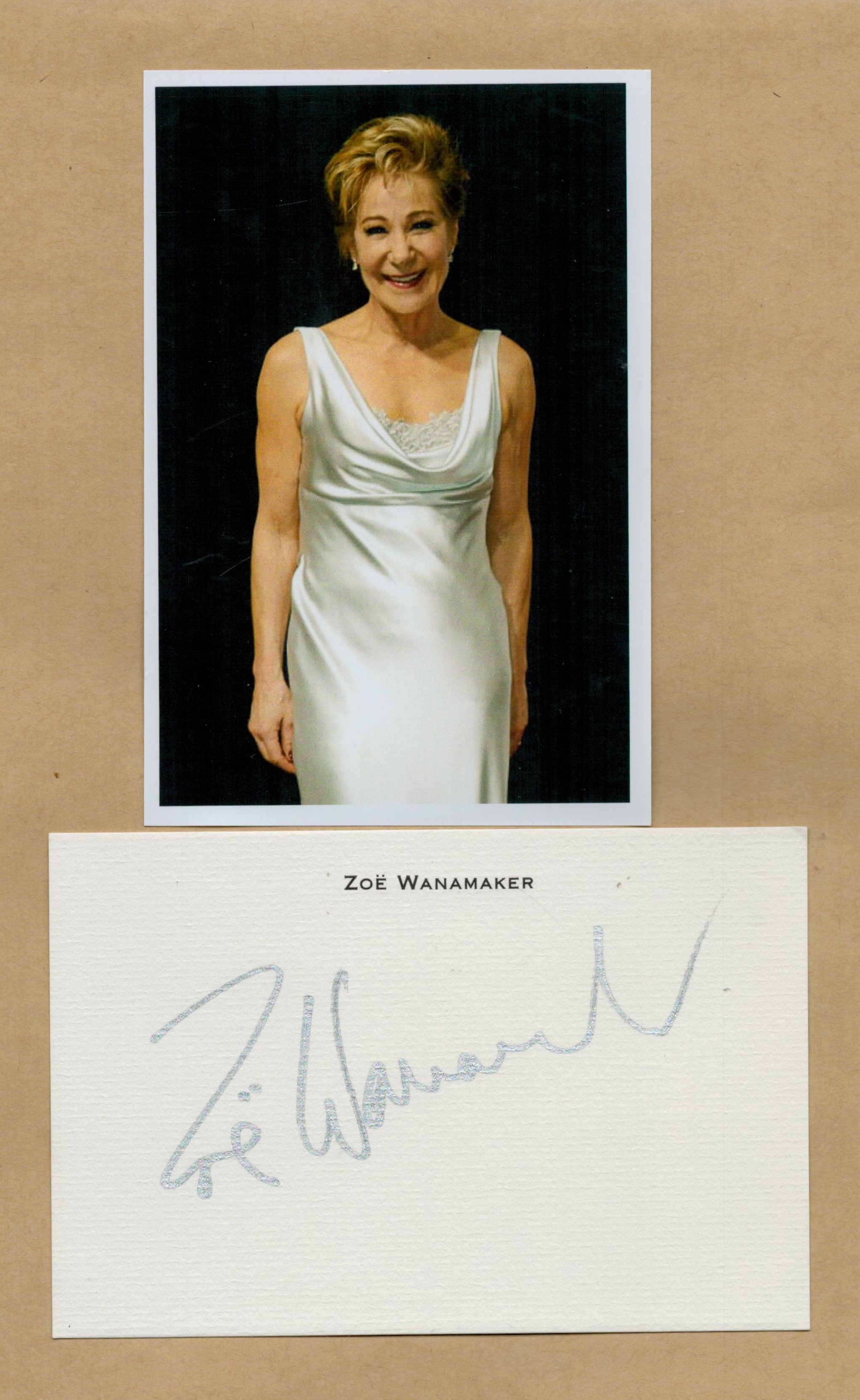 Zoe Wannamaker signed 6x4 inch white card and 6x4 inch colour photo. Good Condition. All