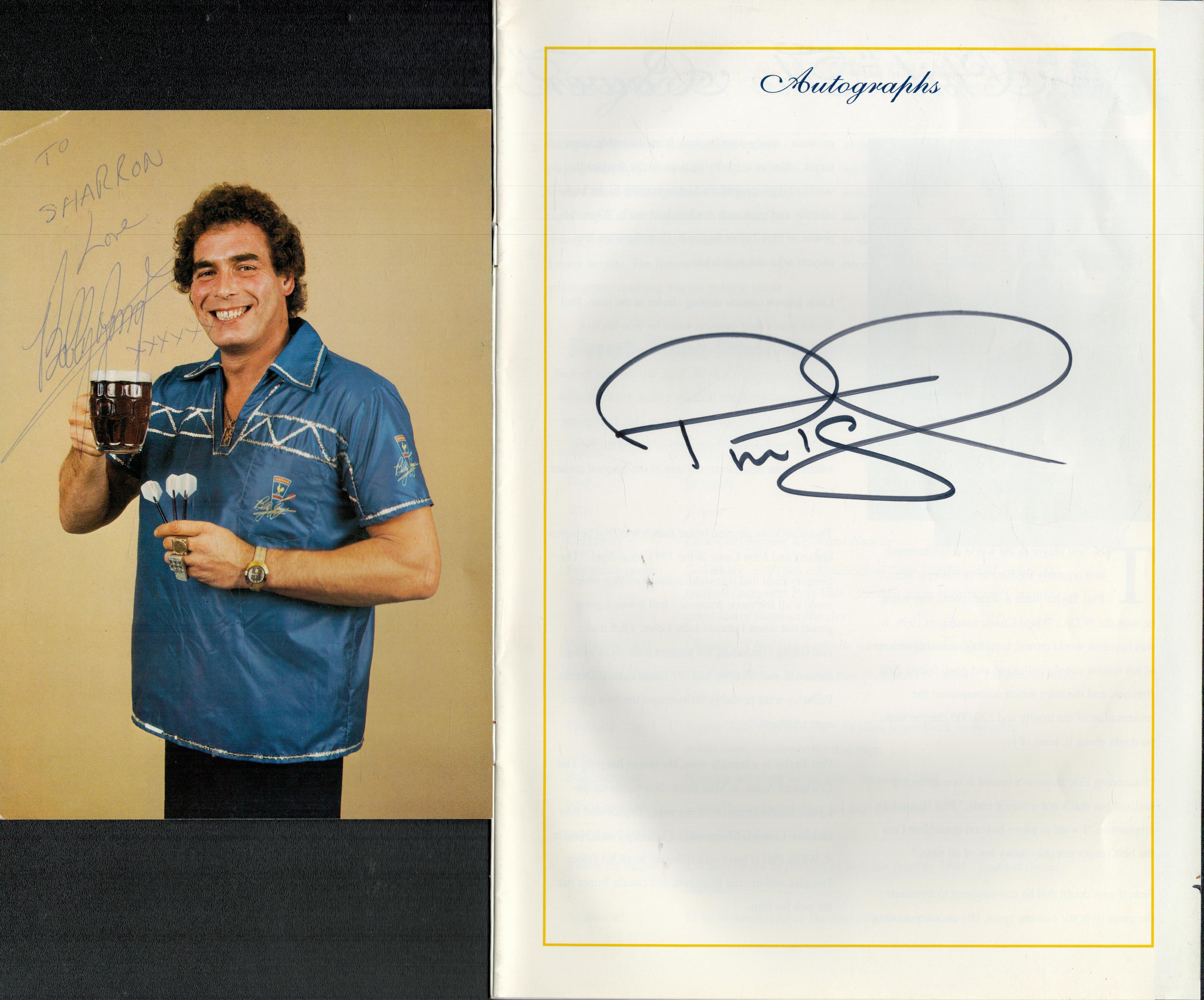 Dart collection of 3 signed photos and programme with names of Bobby George, Rab Scott and Phil - Image 2 of 2