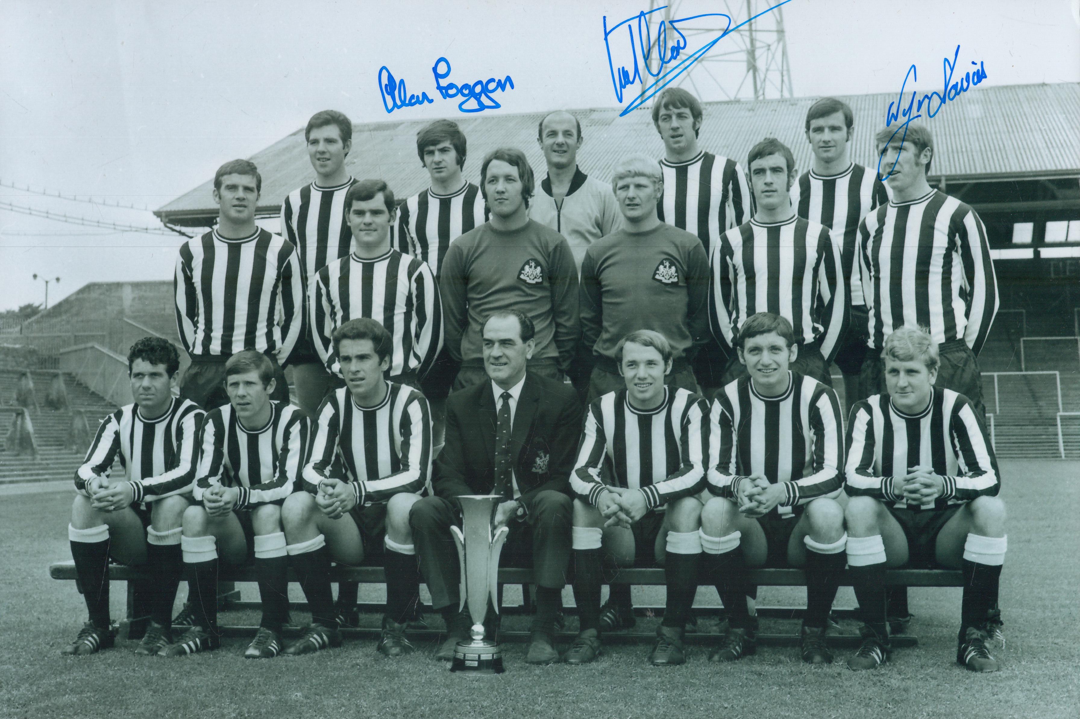Newcastle United Legends multi signed 12x8 inch black and white photo includes Frank Clarke, Alan