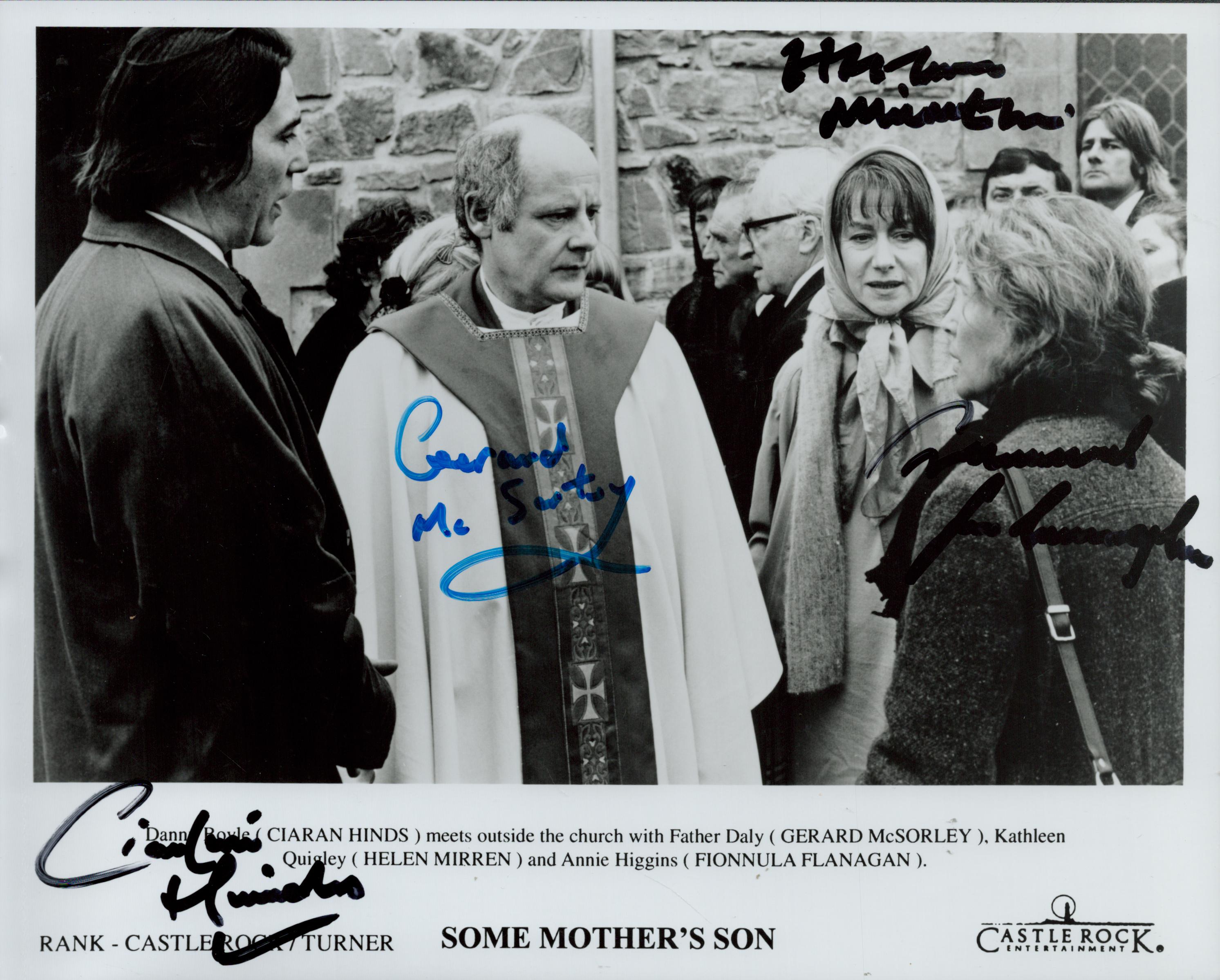 Multi signed Gerard McSorley, Helen Mirren and Fionnula Flanagan Black and White Still Movie Photo