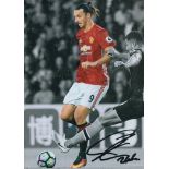 Zlatan Ibrahimovic signed 7x5 inch Manchester United colourised photo. Good Condition. All