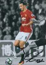 Zlatan Ibrahimovic signed 7x5 inch Manchester United colourised photo. Good Condition. All