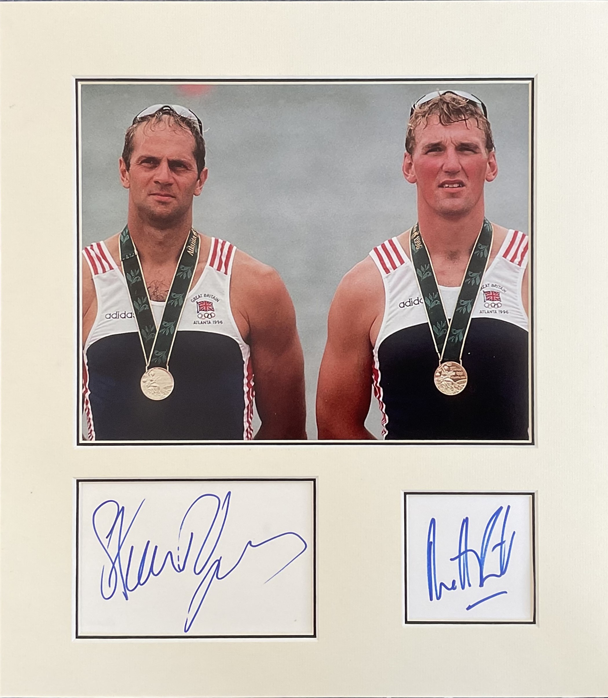 Steve Redgrave and Mathew Pinsent 14x12 approx mounted signature piece includes two signed album