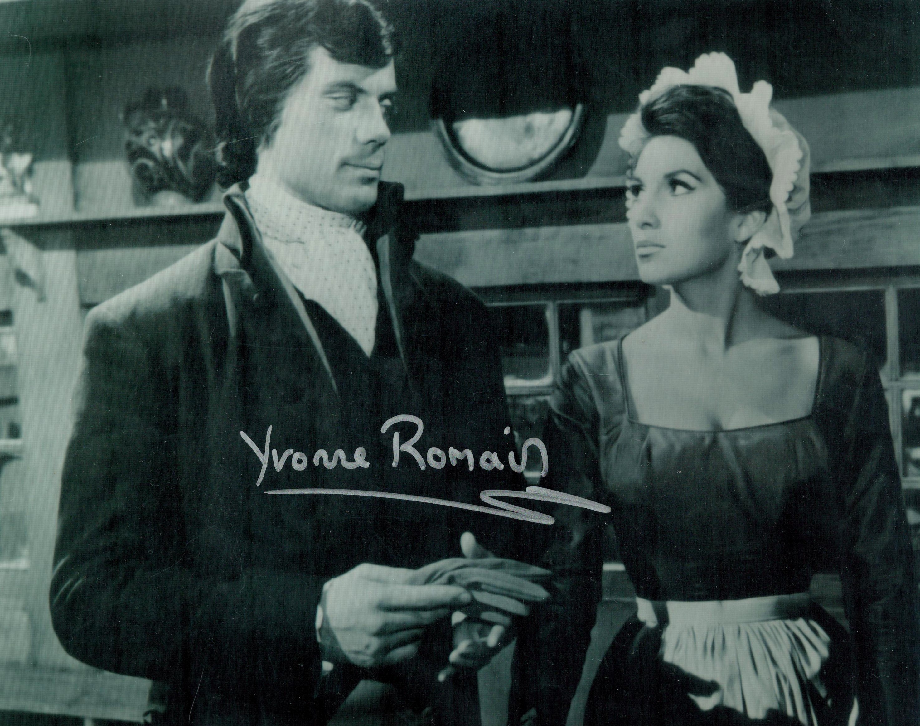 Yvonne Romain signed 10x8 inch black and white vintage photo. Good Condition. All autographs come