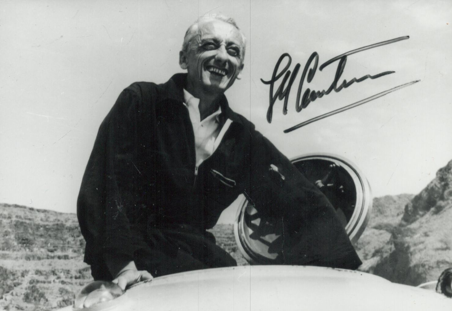 Jacques Cousteau signed 5x3.5 inch black and white photo. Good Condition. All autographs come with a