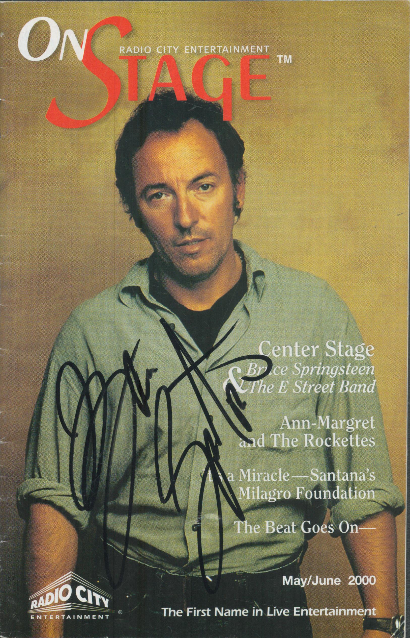 Bruce Springsteen signed On Stage magazine Radio City Entertainment. Good Condition. All