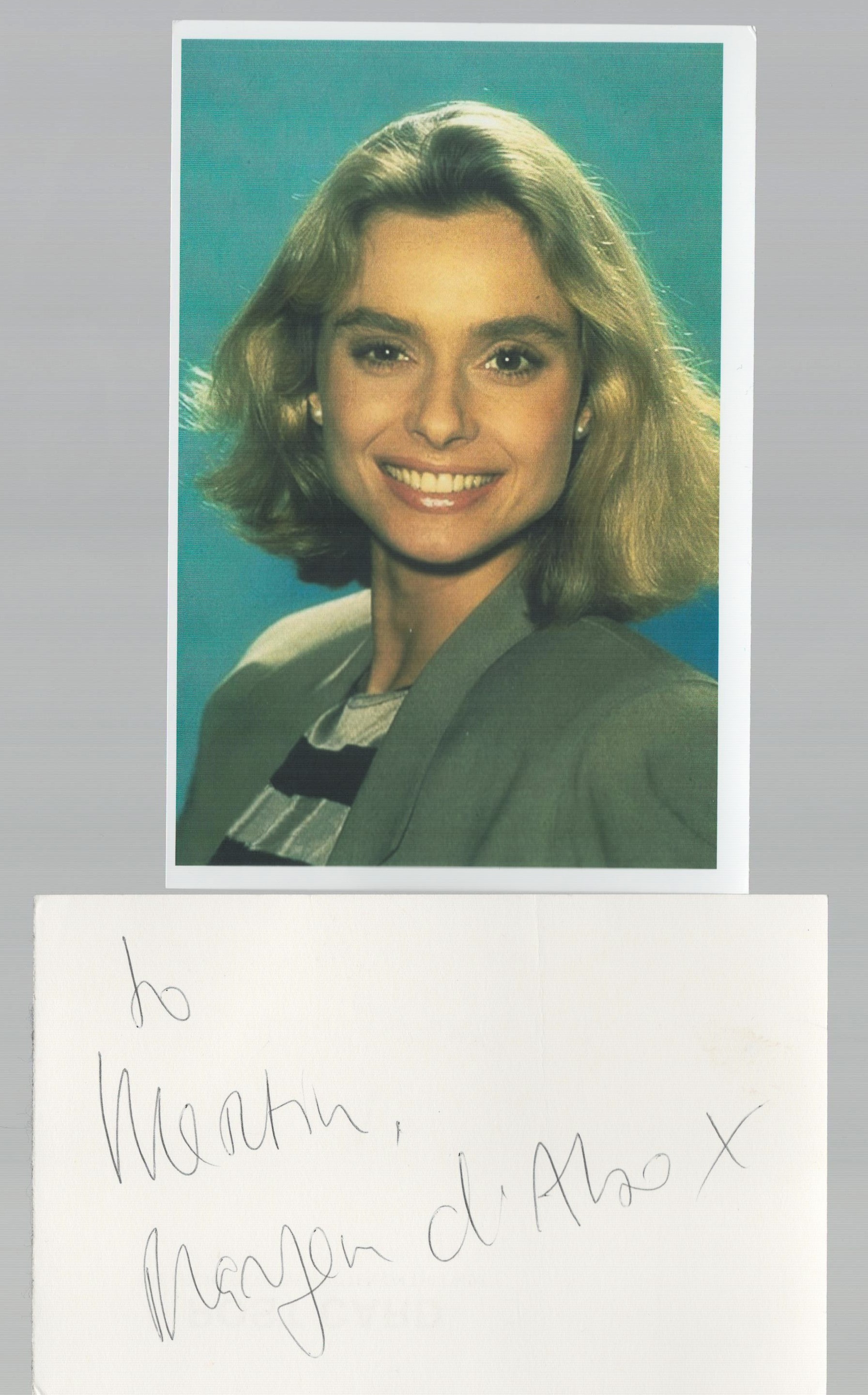 Maryam D'Abo signed 6x4 inch white card and 6x4 inch colour photo. Good Condition. All autographs