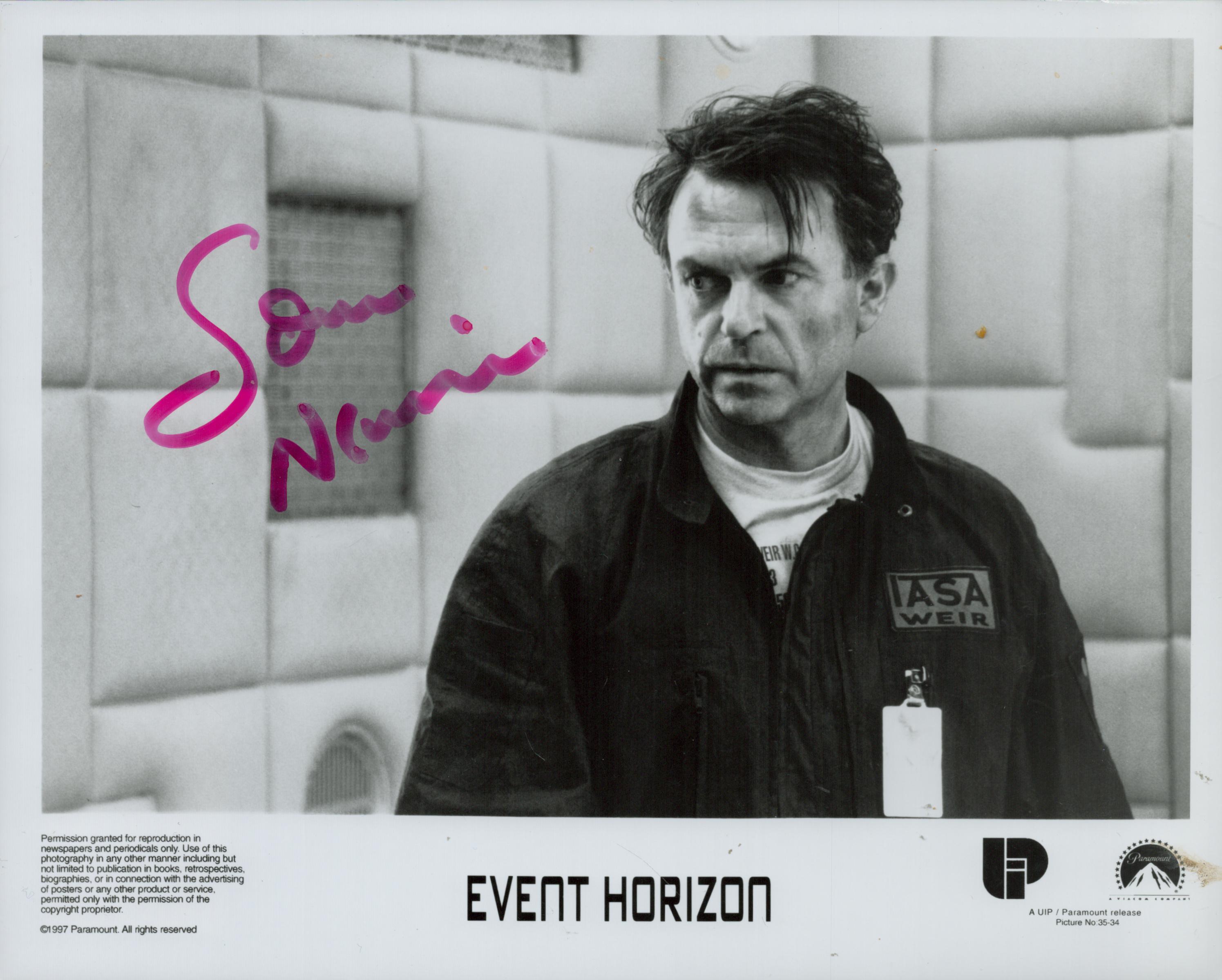 Sam Neill signed Black and White Still Movie Photo 10x8 Inch. 'Event Horizon is a 1997 science