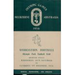 Vintage unsigned Olympic Games Melbourne Australia Official Programme - One Shilling. 'Association