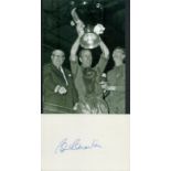 BOBBY CHARLTON 1937-2023 signed card with Manchester United Photo . Good Condition. All autographs