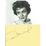 Joan Plowright signed 6x4 inch album page and 6x4 inch black and white photo. Good Condition. All