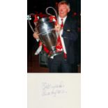 ALEX FERGUSON signed card with Manchester United Photo. Good Condition. All autographs come with a