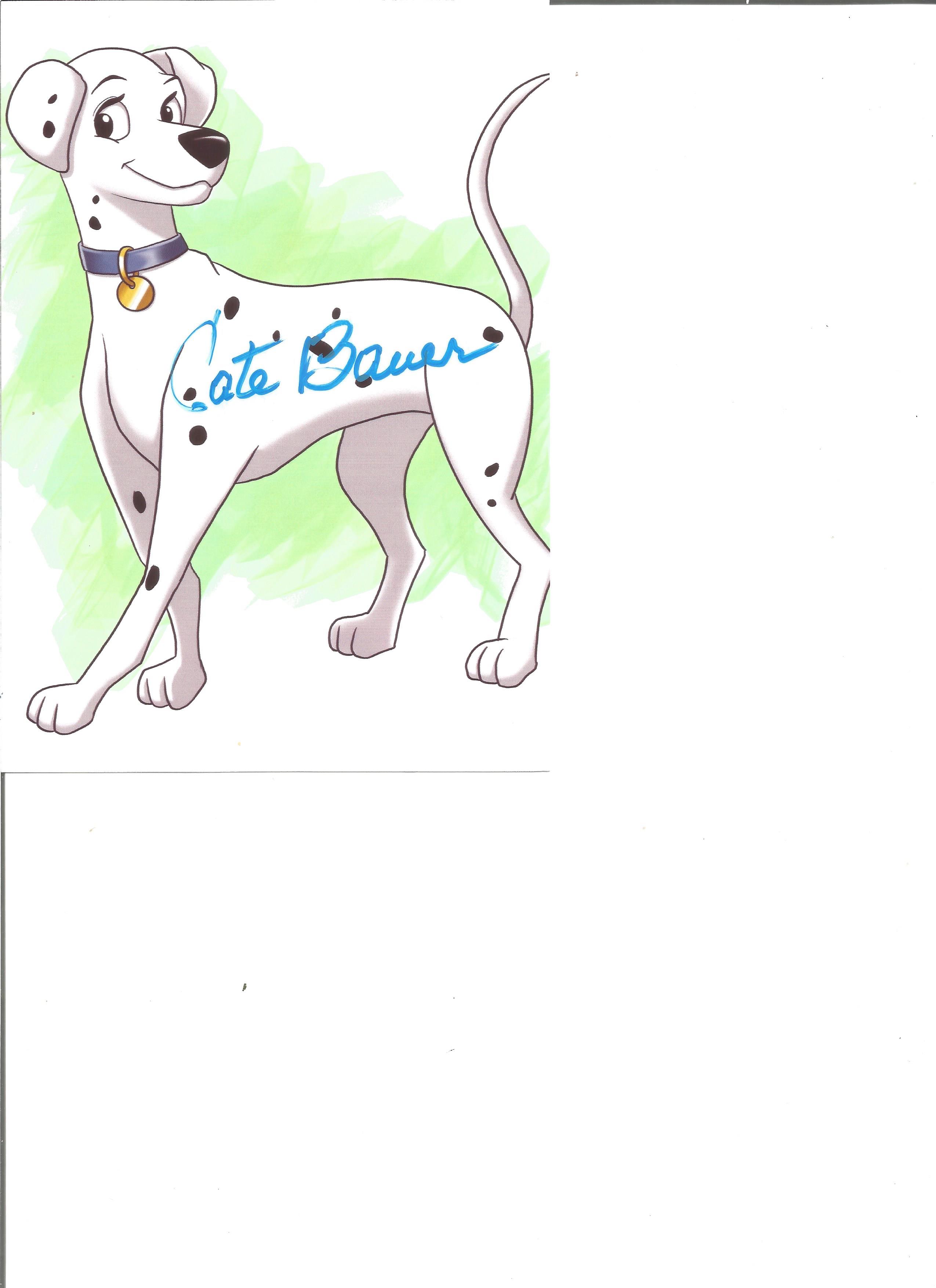 Cate Bauer signed colour photo from the movie One Hundred and One Dalmatians (1961). Measures 5 inch