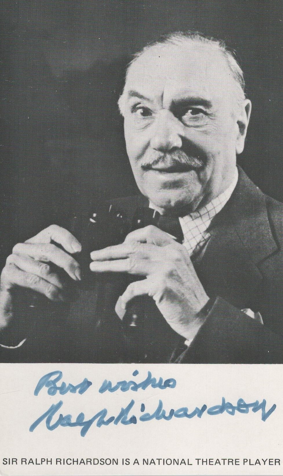 Sir Ralph Richardson signed 6x4 inch black and white photo. Good Condition. All autographs come with