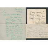 Mary Anderson signed letters. Three ALS by Mary Anderson (later Mary Anderson de Navarro; July 28,